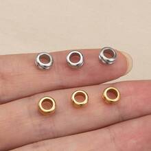 10pcs 6mm Gold Stainless Steel Large Hole Spacer Beads, For Jewelry Making DIY Bracelet Necklace Craft Materials - Multicolor - View 5