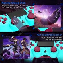 Upgraded Wireless P-4 Controller, 1000mAh Long-Lasting Battery & USB-C Cable, Dual Shock Vibration & Precision 6-Axis Gyro Sensor, Multi-Touch Pad & Share Button, Compatible With P-Aystation 4 / P*4 Slim / P*4 Pro / PC Gaming, Includes Stereo Headset Jack - 青碧色 - 查看 7