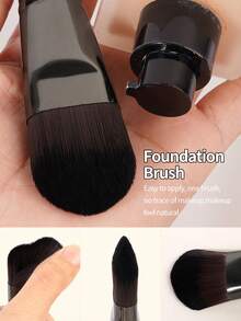 MAANGE 1pc Large Makeup Foundation Brush, Made Of Soft Fibers, Portable, Suitable For Foundation, Face Mask, Blending, Can Be Used For Liquid, Cream And Powder, For Priming, Mixing And Facial Application, Suitable For Home Or Travel Use, Gift For Women And Girls - Black - View 6