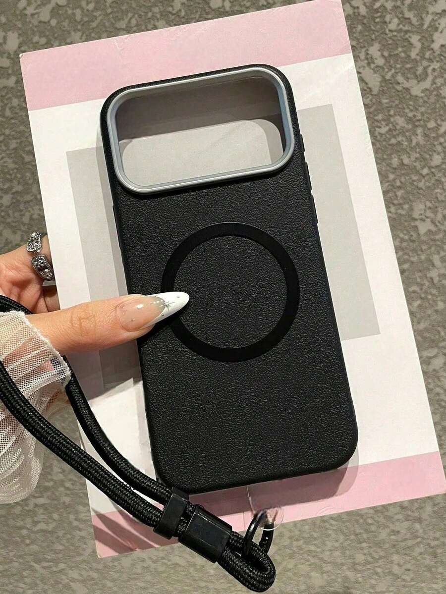 商務風人造皮革紋理手機殼 | 磁吸式 - 支援行動電源快充 - 可調節掛繩手機殼與配件 - 相容 Apple 17 Air/17 Pro Max/16/15 Pro/Pro Max/Plus, S25 Ultra/S25 FE/S24 手機 | 精緻皮革紋理，觸感柔軟且防刮保護，極簡冬季通勤風，適合男孩女孩，完美情人節禮物