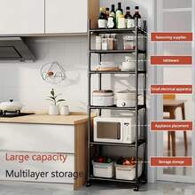 1pc 6-Tier Adjustable Metal Storage Cart With Wheels And Hooks – Multi-Functional Organizer For Kitchen, Bedroom, Bathroom And Laundry Room – Space-Saving Design, Suitable For Storing Spice Bottles, Utensils, Etc. | Open Shelf Design | Modular Storage Options - Multicolor - View 13