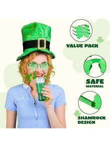 6副/1副 - 圣帕特里克节三叶草眼镜，三叶草眼镜，圣帕特里克节配饰派对礼品用品，婴儿派对礼品套装 - 彩色 - 查看 11