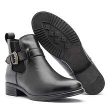 Estilo a Pé Women's Short Boot, Soft Leather, Comfortable, Business, Buckle, Office, Holiday - Black - View 4