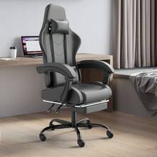 DEVOKO Gaming Chair Computer Chair Ergonomic Gaming Chair With Footrest Office Chair Ergonomic Computer Chair With Lumbar Support - Black - View 8