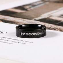 1pc Fashionable Stainless Steel Men's Ring With Rhinestones, Non-Fading Elegant Luxury Band, European And American Style Accessories, Holiday & Valentine's Day Gift - SA1068 - View 14