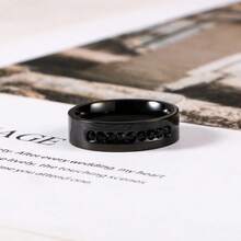 1pc Fashionable Stainless Steel Men's Ring With Rhinestones, Non-Fading Elegant Luxury Band, European And American Style Accessories, Holiday & Valentine's Day Gift - SA1068 - View 9