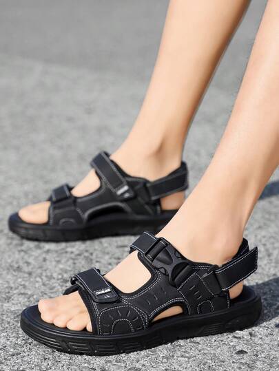 1 Pair Men's Anti-Slip Beach Sandals, New Sports Outdoor Student Summer Shoes, Wear-Resistant Soft Bottom Casual Slippers