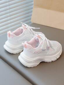 1 Pair Girls' Fashion Sneakers, Boys' Breathable Mesh Casual Shoes, Infants' Non-Slip Soft Bottom Prewalker Shoes, Children Tennis Shoes - Pink - View 5