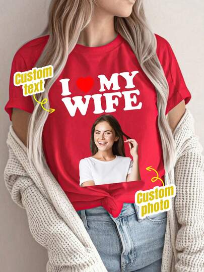 Customized Couple T-Shirt, Valentine's Day Gift | Customized Photo & Text Short Sleeve, Exclusive Love Print Parent-Child/Couple T-Shirt, Customized Girlfriend/Best Friend Pirate Shirt, Customize Girlfriend Shirt, Customized Couple Photo T-Shirt, Customized Jersey, Customized Class Uniform, Customized Corporate Apparel, Customized Group Shirt