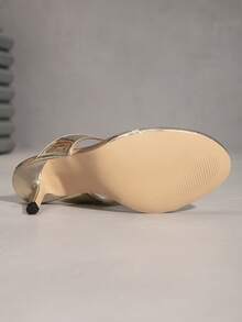 女士新款水钻细高跟鞋，时尚户外派对百搭鞋 - 金色 - 查看 8