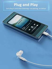 FCV 1副USB-C接口耳机，内置线控，有线耳机，低音增强，Type-C接口，120mm线长，兼容 17/16/15、安卓手机和笔记本电脑，公对公连接器，支持音乐和通话控制 - 白色 - 查看 6