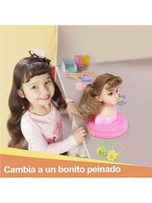31pcs/Set Styling Head muñeca, Cabeza de muñeca para peinar de niña, Styling Head Princess Mini, con cremas capilares, Peine, Espejo, Corona, Collar, Caja de Maquillaje, Regalos para niñas,40980982 - Multicolor - Ver 2