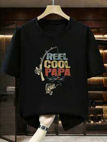 Camiseta de pesca de algodón unisex, camisetas de moda estampadas unisex.Punto culminante de la.Una sorpresa para la familia y los amigos.Camiseta negra unisex de algodón con gráficos - Negro - Ver 4