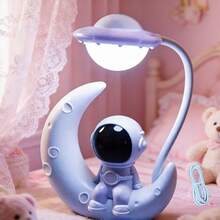 RTONTR 1 PC Creative Moon Astronaut Nightlight LED Fashionable Rechargeable Small Desk Lamp For Bedroom Decoration Study Daily Holiday Gifts Valentine's Day Ramadan Use - Astronaut Night Light - View 5