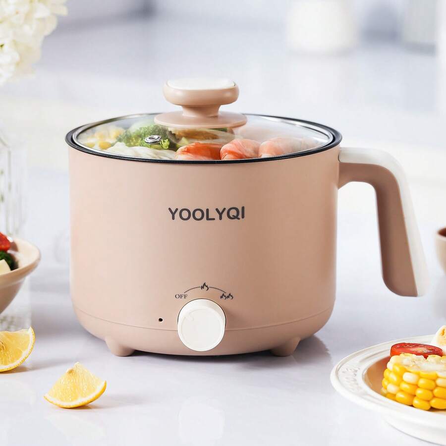 Hot Pot Electric: 1.5 L Portable Lazy Pot, Dual Power Regulation Ramen Cooker,Suitable For Ramen, Soup, Noodles, Oatmeal Non-Stick Pan, Dorm,Office Must Have Multi Shabu Shabu Pot - 美規B型插(110-127V) - 查看 1