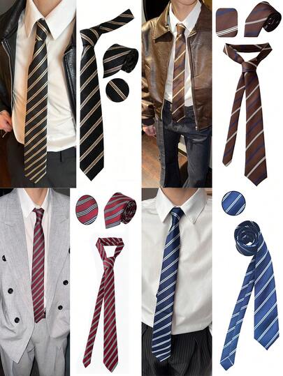 1pc Sailor Collar Necktie, Women's Shirt Tie, JK Uniform Tie, Striped Long Skinny Design, Suitable For Casual, Weekend Outing, Date, Campus, Street Photography And Other Occasions, Fashionable Multifunctional Accessory, Can Also Be Used For Christmas Decoration, Uniform Ribbon, Idol Costume