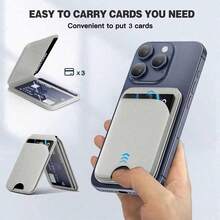 Magnetic Multifunctional Phone Holder Card Wallet, Ultra-Thin Genuine Leather PU Material - Strong Magnetic Clasp, Suitable For IPhone 17/15/14/13/12, Adjustable Stand, 3 Card Slots, Perfect For Daily Use, Fashionable Wallet Design, Durable - Multicolor - View 2