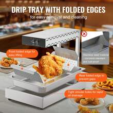 French Fry Food Warmer 750W Commercial Food Heating Lamp Electric Stainless Steel Warming Light Dump Station Countertop 104-122°F Fries Food Warmer For Chip Buffet Kitchen Restaurant Silver - 銀色 - 查看 4