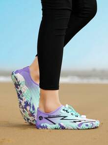 1双女士水鞋,透气速干游泳鞋,低帮户外运动赤足鞋,适合湖泊划船、海上冲浪、溪流徒步、健身房锻炼、钓鱼、潜水等活动。 - 白藍紫 - 查看 6