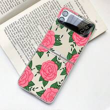 Flower Pink Rose Floral Pattern Transparent Phone Case Compatible With Samsung Z /Flip6/Flip5/Flip4/Flip3 Featuring A Clear Cover - Multicolor - View 5