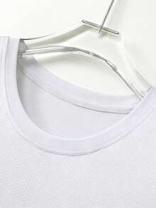 男士速干T恤 - 轻盈透气网眼夏季上衣，休闲款式 - 白色 - 查看 4