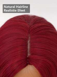 clouder Gothic Punk Burgundy Long Wavy Curls Wig 26-Inch Center-Parted Bangs Heat-Resistant Synthetic Fiber Wig Women's Soft Voluminous Curls Suitable For Daily Cosplay, Street Style, Holiday Parties, Music Festivals, Y2K Aesthetic, Avant-Garde College Style, Modern Fashion Punk Looks - 紅色 - 查看 6