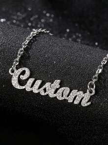 A Custom-Made Shiny Matte Shiny Name Necklace For Girl's Personalized Charm Classic Letter Clavicle Chain Custom Stainless Steel Jewelry, Name Handmade Pendant Brand Jewelry For Girlfriend, Multi-Functional, Ornamental, Letter, Stylish, Modern, Colorful, Cute, Adorable, Casual, Custom, Personalised, Unique, Customized, Ideal Gifts For Him, Ideal Gifts For Her - 彩色 - 查看 4