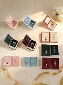 1pc Creative Book-Shaped Jewelry Box, Luxury Magnetic Flip Cover Mini Ring Box, Cute And Compact Jewelry Gift Box, Portable Retro Book Jewelry Storage Box, Suitable For Valentine's Day, Wedding Anniversary, Engagement, Gift For Girlfriend, Wife, Boyfriend, Husband - Multicolor - View 2