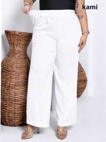 Duna Women's Plus Size Wide Leg Pants - Blanco - Ver 3