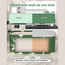 Foldable Bathtub Adult Bathtub Freestanding Enclosed Foldable Tub Home Bathroom Shower SPA Bath Bucket Stand-Up Tub Folding Storage Bathing Tub Adult Foldable Bathtub Household Bathing Basin Full Body Wash Bathing Tub Large Size - Verde - Ver 1