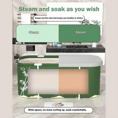 Foldable Bathtub Adult Bathtub Freestanding Enclosed Foldable Tub Home Bathroom Shower SPA Bath Bucket Stand-Up Tub Folding Storage Bathing Tub Adult Foldable Bathtub Household Bathing Basin Full Body Wash Bathing Tub Large Size