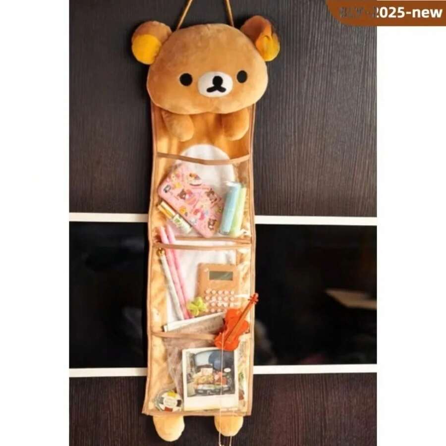 Cute Rilakkuma Wall Hanging Bag Cartoon Relaxbear Door Hanging Large Capacity Kawaii Student Dormitory Sundries Storage - A - Xem 1