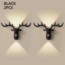 Smart LED Deer Wall Lamp With Touch Dimming & Motion Sensor, Up And Down Wall Lights Indoor With 3 Colors Dimmable, 1200mAh USB Rechargeable Night Light ,Wireless Magnetic Wall Wash Lights,Suitable For Stairs,Porch,Hallway, Bathroom, Bedrooms, Cabinets, Living Room, Bar Cabinet - 彩色 - 查看 16