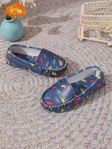 1 Đôi Giày Lược Bé Gái Đế Mềm Dễ Thương, Thoải Mái, Họa Tiết Khủng Long, Dễ Mang Vào/Tháo Ra, Thích Hợp Cho Mùa Xuân/Hè, Đế Mát-xa - Màu xanh lam - Xem 3