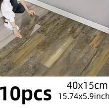 10 miếng dán sàn tự dính 40x15cm, giấy dán tường có thể tháo rời, gạch lát sàn vân gỗ PVC dày, thích hợp cho phòng ngủ, phòng khách, nhà bếp, văn phòng, dễ dàng lắp đặt không cần keo. - 40x15cm - Xem 11