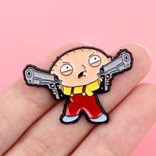 1 Piece Cartoon Character Enamel Pin - Durable Zinc Alloy Brooch With Gun And Beard Design, Bright Colors Suitable For Backpacks, Jackets, Hats - Unique Gift For Men And Women, Backpack Accessories, Easy Design, High-Quality Surface Treatment - 彩色 - 查看 7