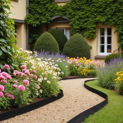Landscape Edging, 33 Ft X 4 In Plastic Garden Border Edging With 30 Spikes & 2 Ground Stakes, No Dig, Flexible Lawn Edgings Roll, UV-Resistant Mini Fence Borders For Flower Beds Yard Paver