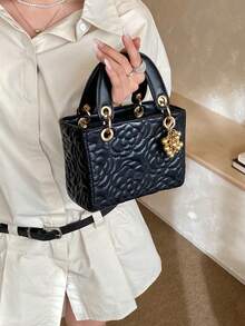 Dedoo 新款时尚奢华小众高端大菲女士手提包，钻石刺绣设计，手提/单肩两用包，适合春夏度假、校园生活、日常通勤、圣诞礼物、派对、婚礼等场合。 - 黑色 - 查看 4