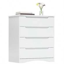 Armario alto con 4 cajones y asas incrustadas, blanco - Negro - Ver 4