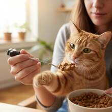 4pcs Cat Food Scoop Set - Silicone Cat Paw And Stainless Steel Mixing Spoon, Cute Cat Paw Feeding Spoon Can Scrape Off Every Bit Of Wet Food, Dishwasher , Black And White - 4pcs - View 6