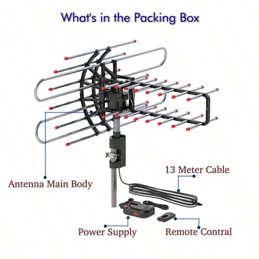 TA-851 Plus 360°Rotation UV Dual Frequency 45-860MHz 22-38dB 42.65ft Cable Outdoor Antenna - US A Type Plug(110-127V) - View 1