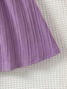 女童紫色无袖露脐连衣裙，侧边镂空+松紧腰，褶皱纹理喇叭裙摆，夏季度假时尚装扮 - 淡紫色 - 查看 9