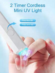 Portable Nail Polish Gel Dryer Machine,Gel Nail Polish Glue Drying Machine,Handheld Nail Lamp,USB Mini Nail Dryer Lamp,180mAh Battery Pack UV LED Nail Light For Curing All Nail Gel Nail Lamp Home Salon Too,Nail Art Creation Tool - 彩色 - 查看 2