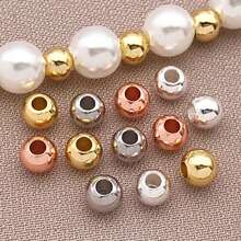 50颗4毫米光滑金珠，经久耐用，不易褪色，无缝隔珠，黄铜散珠，金珠，适用于珠宝制作 - 彩色 - 查看 3