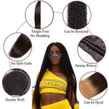 15A Bone Straight Bundles 28 30 32 Inch 3 Bundles Human Hair Bundle  Unprocessed Brazilian Virgin Hair 24 26 28 30 Inch 4 Bundles Human Hair Extensions For Women Natural Color - Natural Black - Xem 7