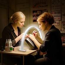 1pc LED Nail Lamp, Modern Crescent-Shaped Shaped Reading & Writing Desk Lamp, Beauty Nail Supplementary Light, USB Powered, 10-Level Dimming, 3 Light Color Modes, Suitable For Nail Art, Study, Living Room, Cabinet Decor, Thoughtful Mother's Day Gift - 彩色 - 查看 5