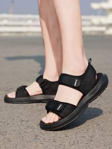 1双男士时尚夏季凉鞋，新款简约防滑透气鞋，耐穿沙滩鞋 - 黑色 - 查看 2