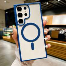 Compatible With Samsung Galaxy A56, A36, A26, A16, S25FE, A17 Phone Cases, Strong Magnetic Adsorption Ultra-Thin Anti-Fall Protective Case, S25 Ultra, S24 Ultra Transparent Hard Back Cover - Dark Blue - View 5