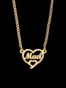 1pc Personalized Customized Love Name Necklace, Multi Name Love Necklace, Stainless Steel Necklace, Zirconia Inlay, Including Gift Box, As A Gift For Ramadan, Valentine's Day, And Mother's Day. - Gold - View 6