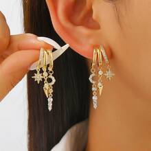 14k Gold Plated Dangling Earrings, Cute Exaggerated Chain Earrings, Elegant Teardrop Earrings, Gold Plated Jewelry - Style Three - View 8